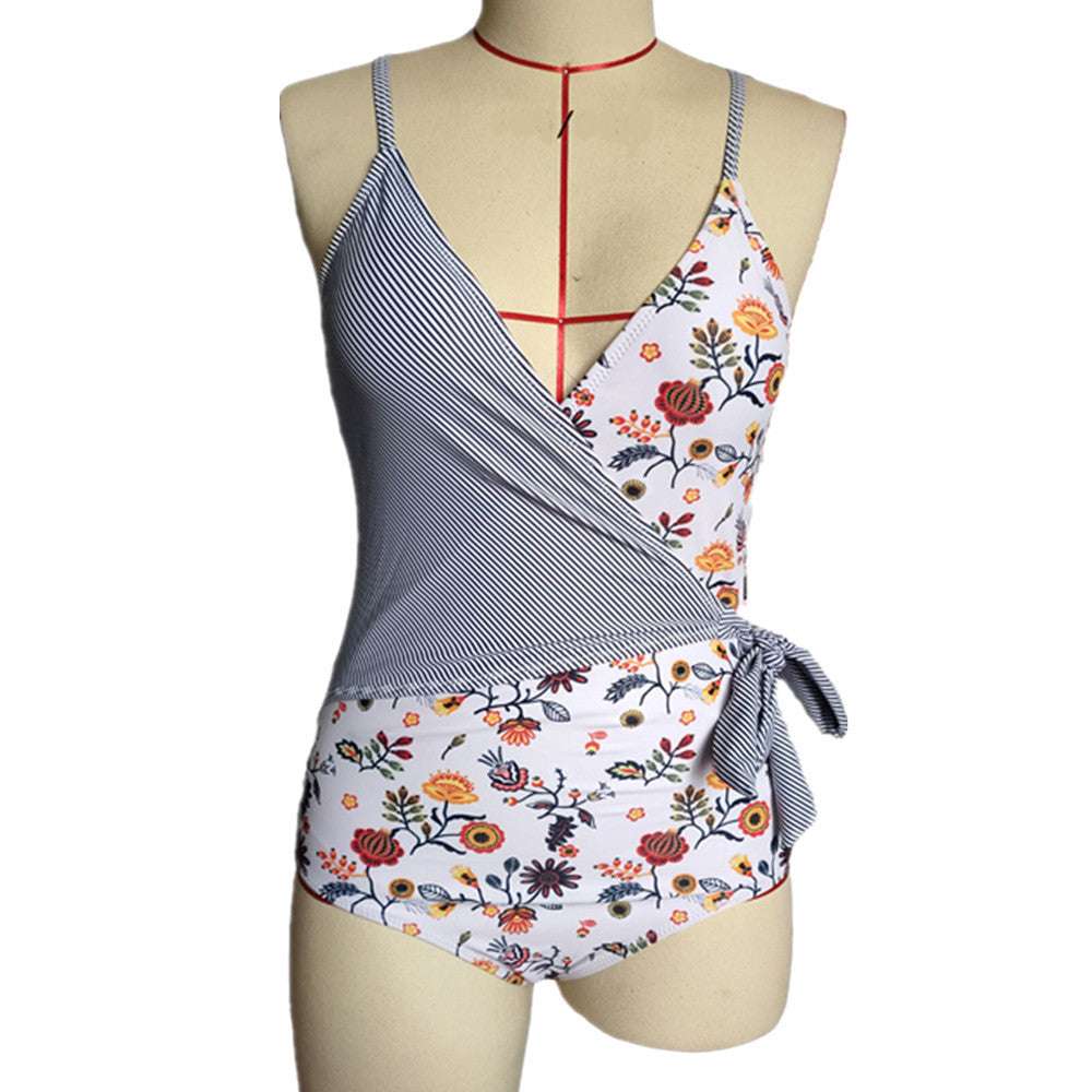 Maternity Print Striped Sling One Piece Swimwear - globaltradeleader