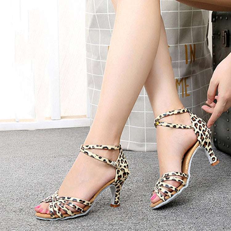 Latin Dance Shoes Women Adult Dance Shoes Ladies Mid-high Heel Soft Sole Dance Shoes - globaltradeleader