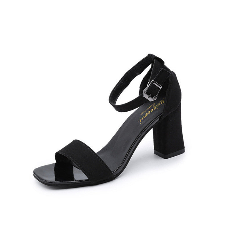 All-match Open-toe Buckle Roman High Heels - globaltradeleader