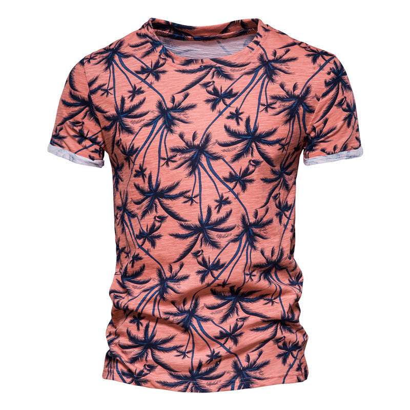 Coconut Print T-shirt Trend Round Neck Men's Bottoming Shirt - globaltradeleader