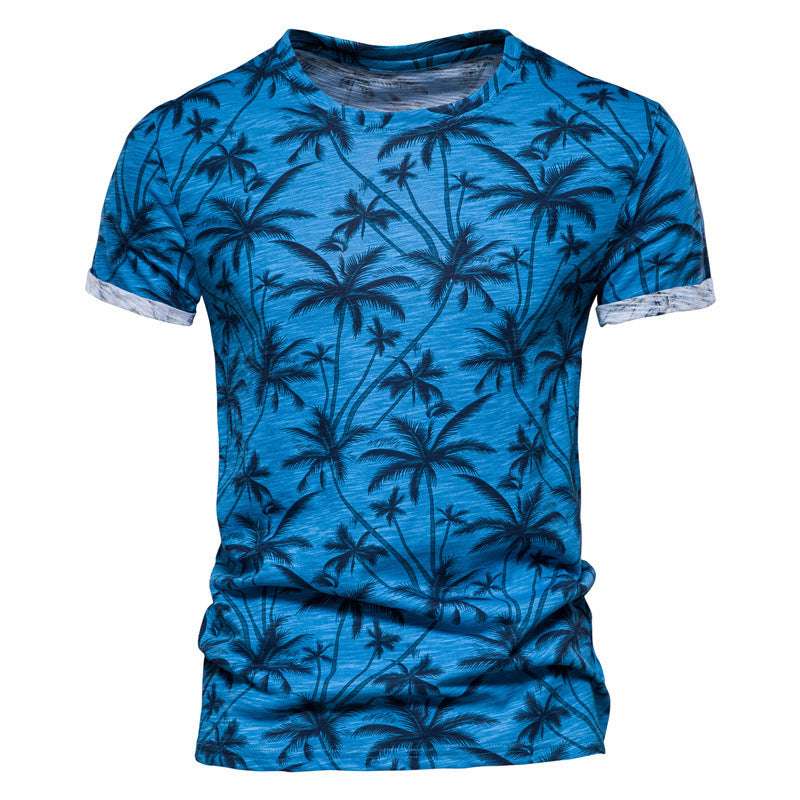 Coconut Print T-shirt Trend Round Neck Men's Bottoming Shirt - globaltradeleader