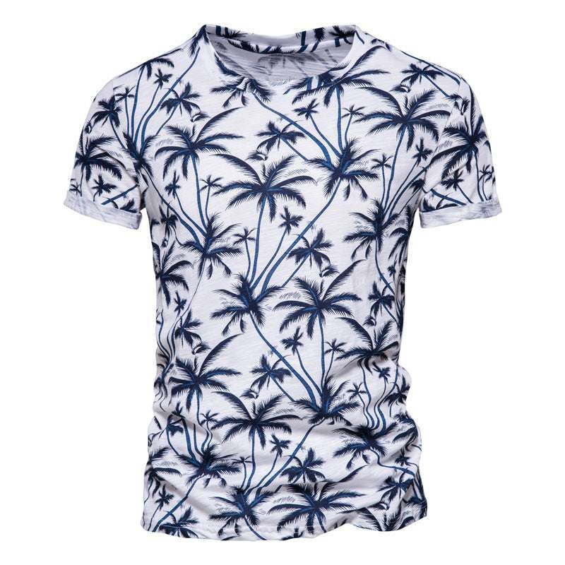 Coconut Print T-shirt Trend Round Neck Men's Bottoming Shirt - globaltradeleader