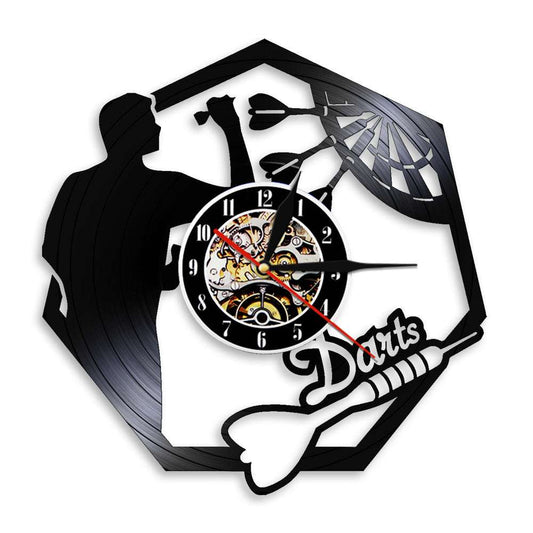 Wall Art Vinyl Clock Nightclub Bar Darts Game Record Wall Clock Modern