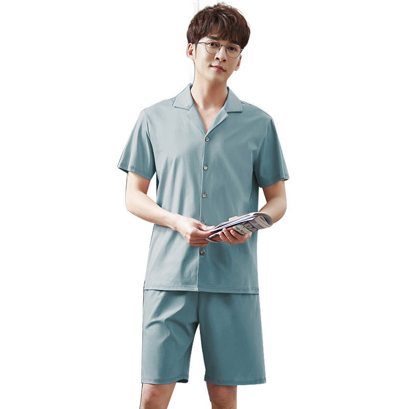 Summer Pajamas Men's Short-Sleeved Shorts Thin Cotton Suit