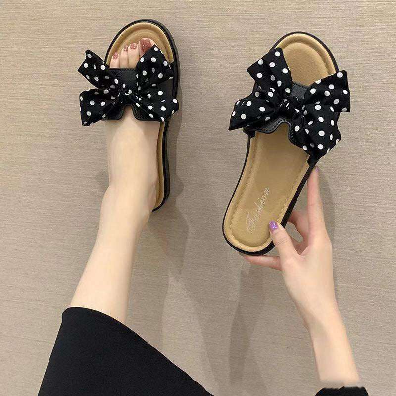 Fashion Ladies Simple Bow Flower Slippers - globaltradeleader