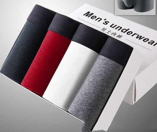 One Piece Of Popular Pure Cotton Men's Underwear Men's Boxers Youth Breathable U Convex Solid Color 4 Box Wholesale