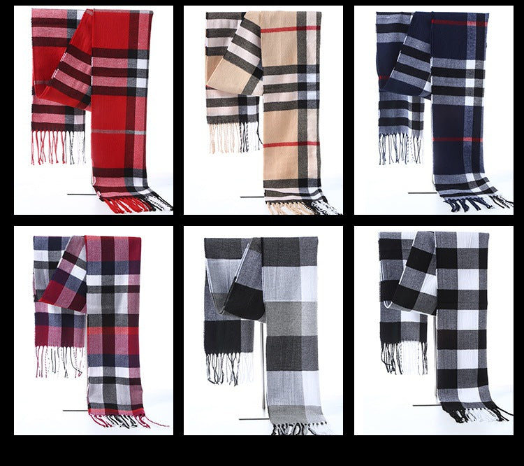 Cashmere warm fashion plaid ladies bib