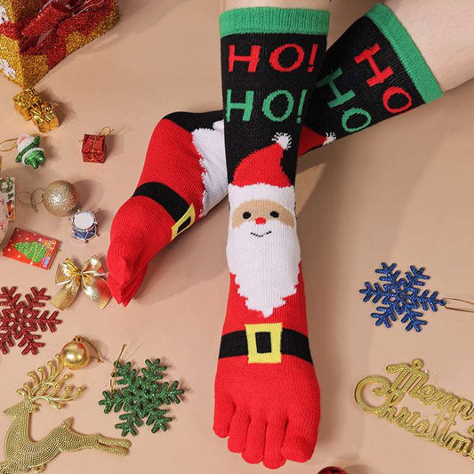 Cute Christmas Five-finger Socks Winter Elastic Sweat-absorbent Split-toe Socks For Women - globaltradeleader