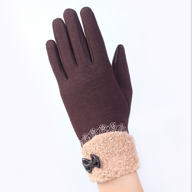 Touch screen ladies winter gloves outdoor sports cycling driving warm gloves not falling velvet gloves