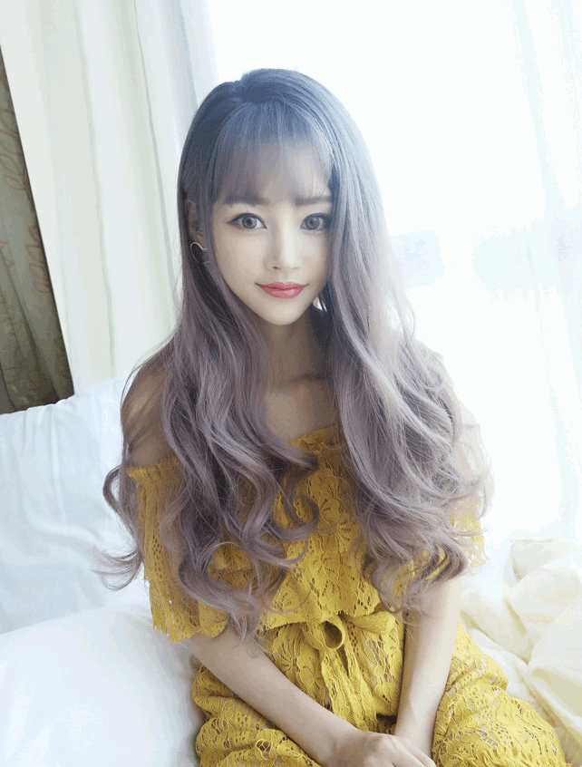 Fashion big wavy long curly pear flower air bangs chemical fiber