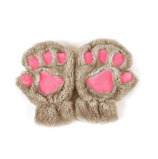 Winter Lovely Half Cover Paw Bear Cat Claw Gloves Short Finger - globaltradeleader