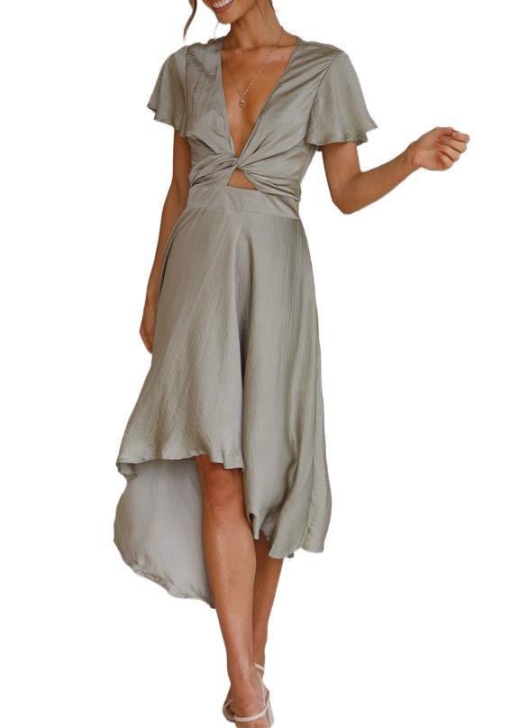 Summer Women's V-neck Irregular Dress - globaltradeleader