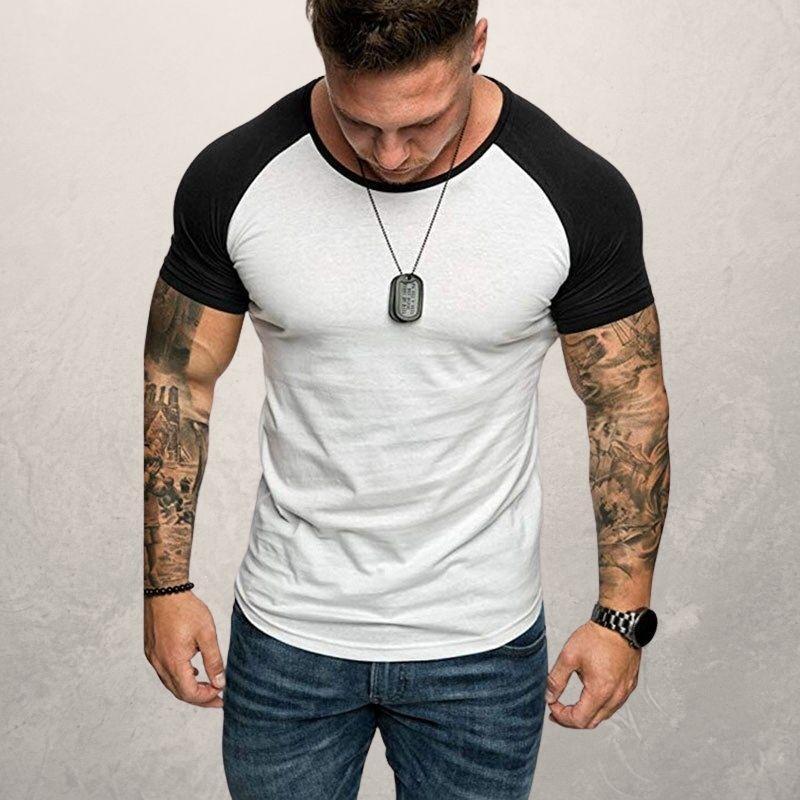 Color block raglan sleeve men's T-shirt - globaltradeleader
