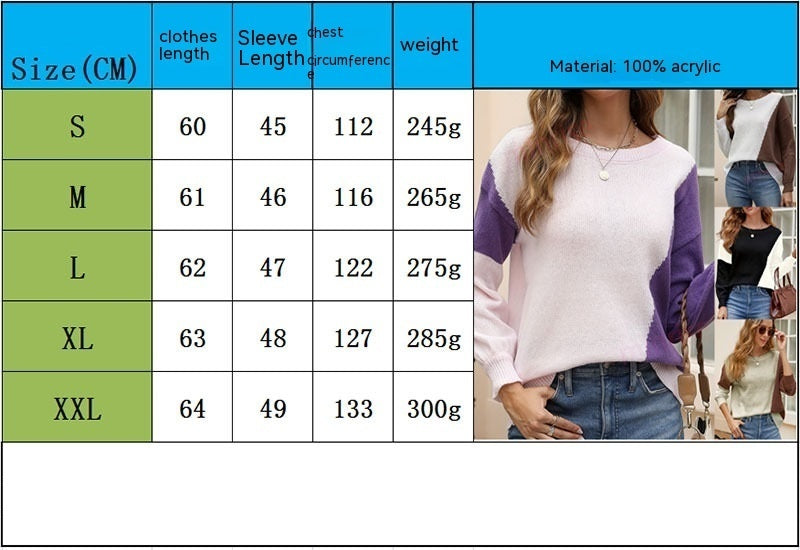 European And American Knitted Temperament Commute Long Sleeve Round Neck Multicolor Sweater - globaltradeleader
