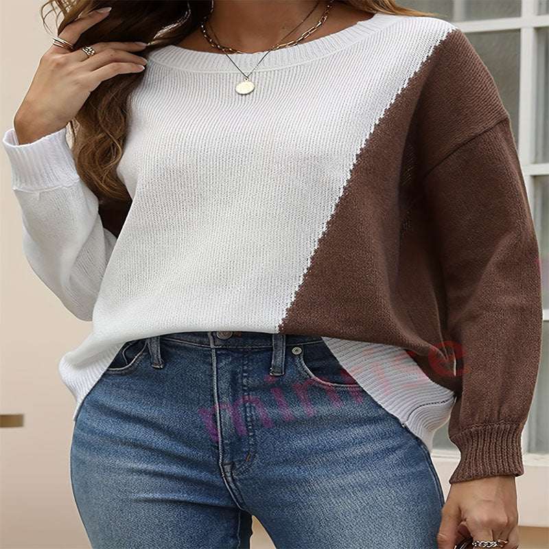 European And American Knitted Temperament Commute Long Sleeve Round Neck Multicolor Sweater - globaltradeleader