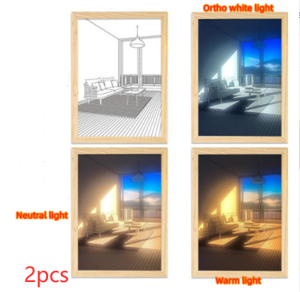 LED Decorative Light Painting Bedside Picture Style Creative Modern Simulate Sunshine Drawing Night Light Gift