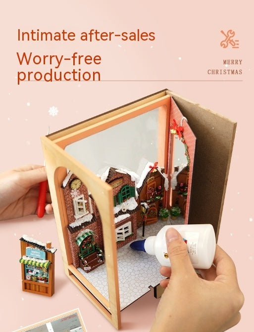 Diy Cottage Christmas Fantasy Hand-assembled 3D Book Stand Wooden Assembled Model Birthday Gift - globaltradeleader