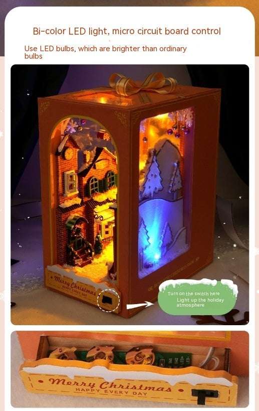 Diy Cottage Christmas Fantasy Hand-assembled 3D Book Stand Wooden Assembled Model Birthday Gift - globaltradeleader