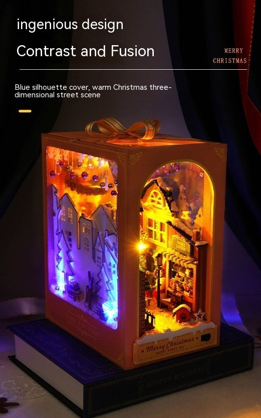 Diy Cottage Christmas Fantasy Hand-assembled 3D Book Stand Wooden Assembled Model Birthday Gift - globaltradeleader