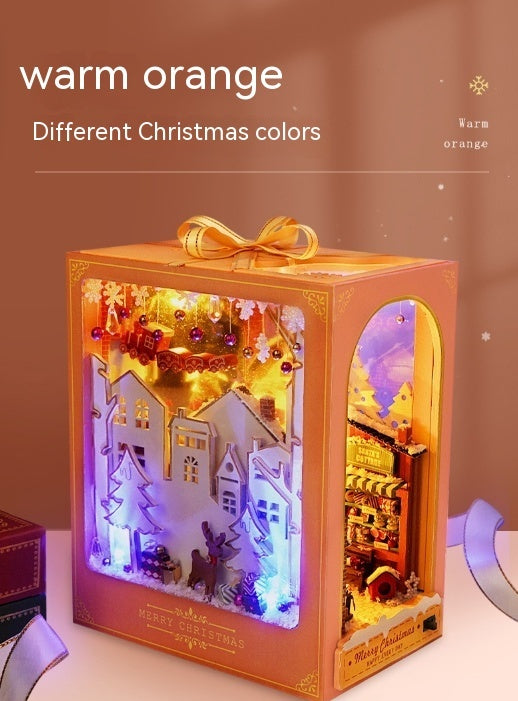 Diy Cottage Christmas Fantasy Hand-assembled 3D Book Stand Wooden Assembled Model Birthday Gift - globaltradeleader