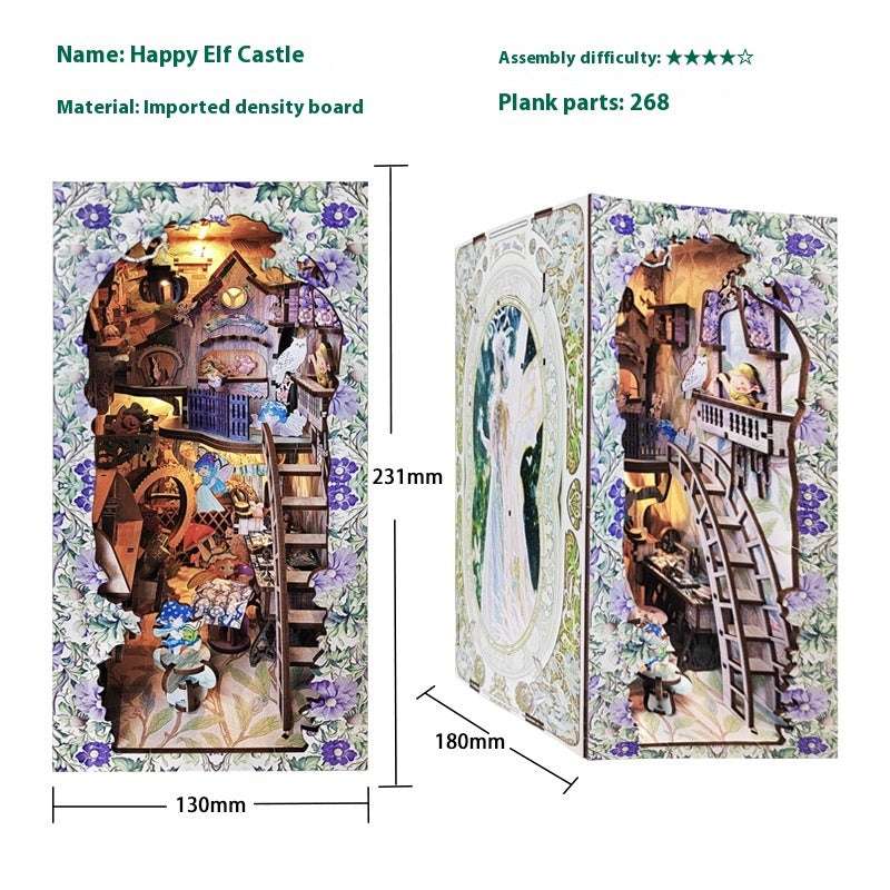 Creative Bookend Wooden Assembled Model Diy Scene Cottage - globaltradeleader