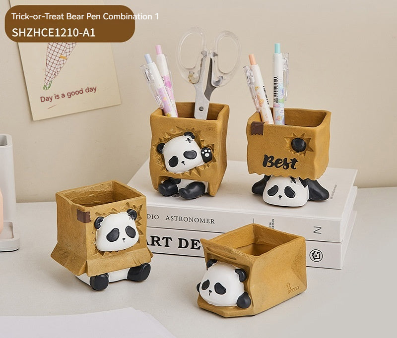 Cute Panda Pen Holder Creative Office Desk Ornaments Decoration Supplies Storage Box - globaltradeleader