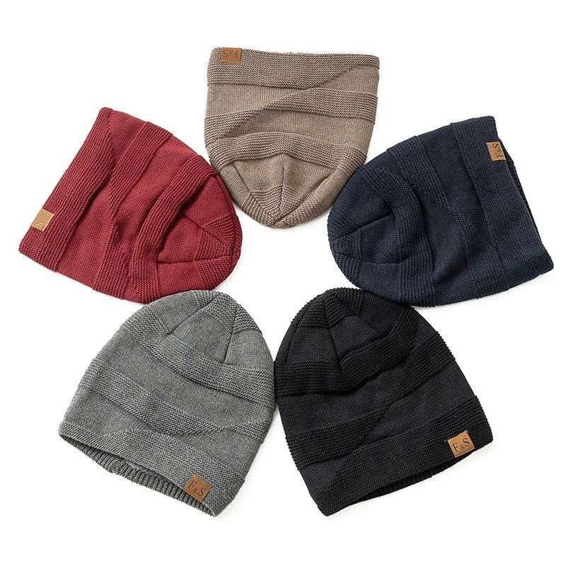 Fleece-lined Pullover Keep Warm Knitted Cloth Label Woolen Cap - globaltradeleader