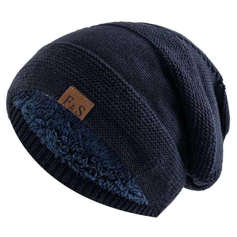 Fleece-lined Pullover Keep Warm Knitted Cloth Label Woolen Cap - globaltradeleader