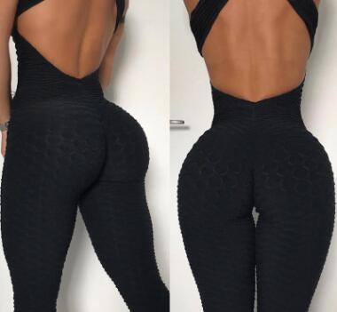 Yoga Jumpsuit Cross Design Backless Tracksuit Full Bodysuit - globaltradeleader