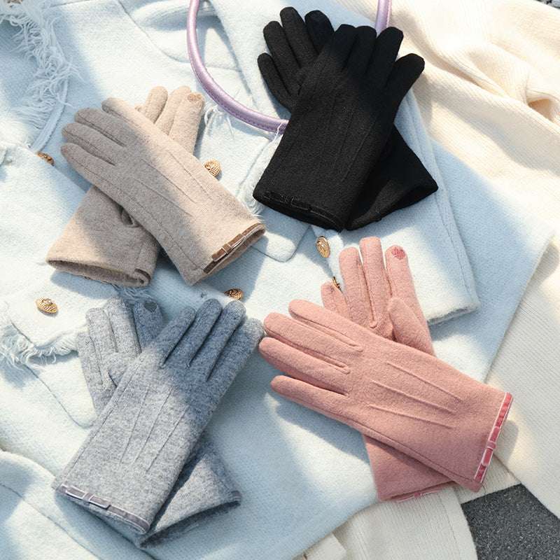 Women's Winter Fleece Lined Padded Warm Keeping Finger Outdoor Gloves - globaltradeleader