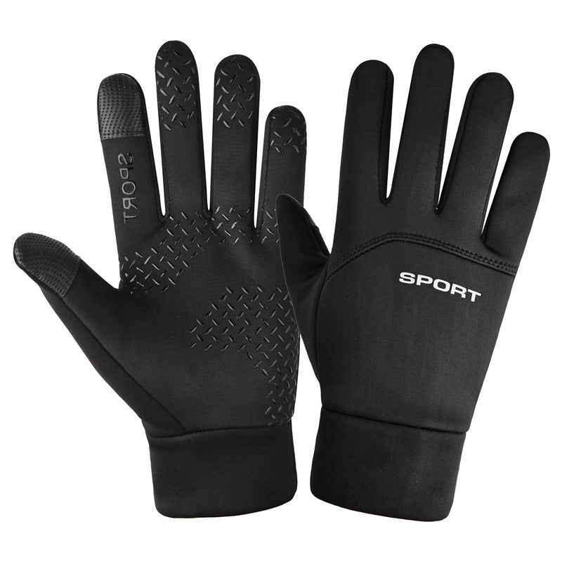 Windproof Waterproof Velvet Warm Waterproof Cycling Non-slip Full Finger Gloves - globaltradeleader