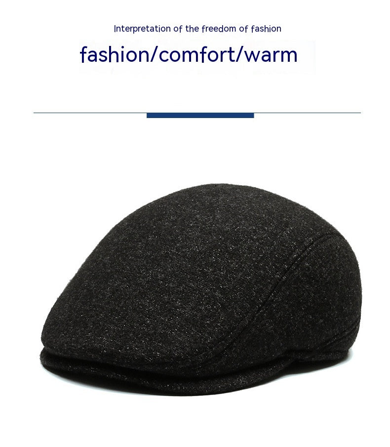 Outdoor Cycling Warm Short Brim Beret Middle-aged And Elderly Men Ear Protection Advance Hats - globaltradeleader