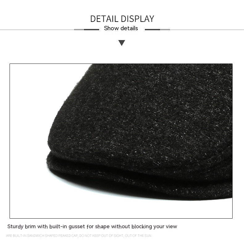Outdoor Cycling Warm Short Brim Beret Middle-aged And Elderly Men Ear Protection Advance Hats - globaltradeleader