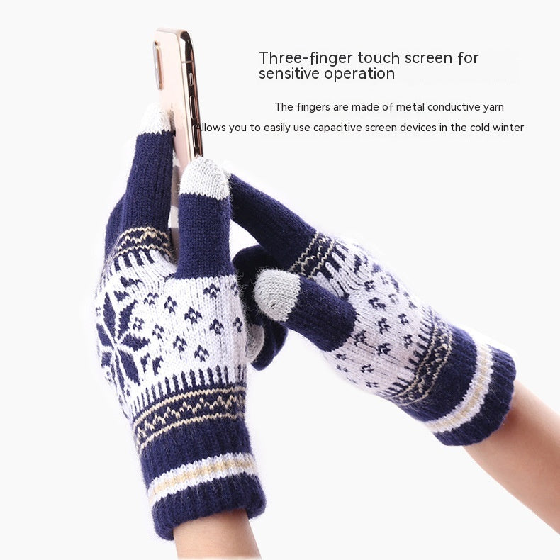 Winter Warm Fleece-lined Thick Cycling Outdoor Knitted Gloves - globaltradeleader