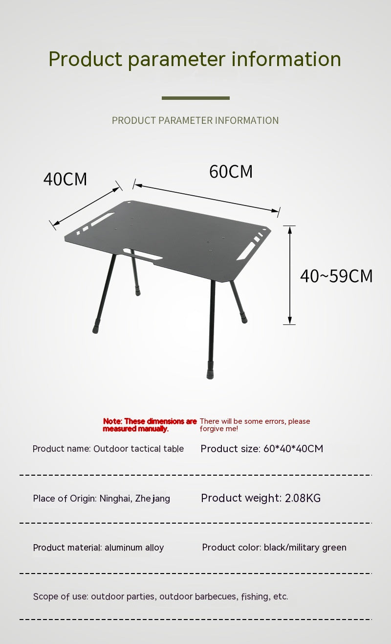 Outdoor Camping Blackened Aluminum Plate Folding Table - globaltradeleader