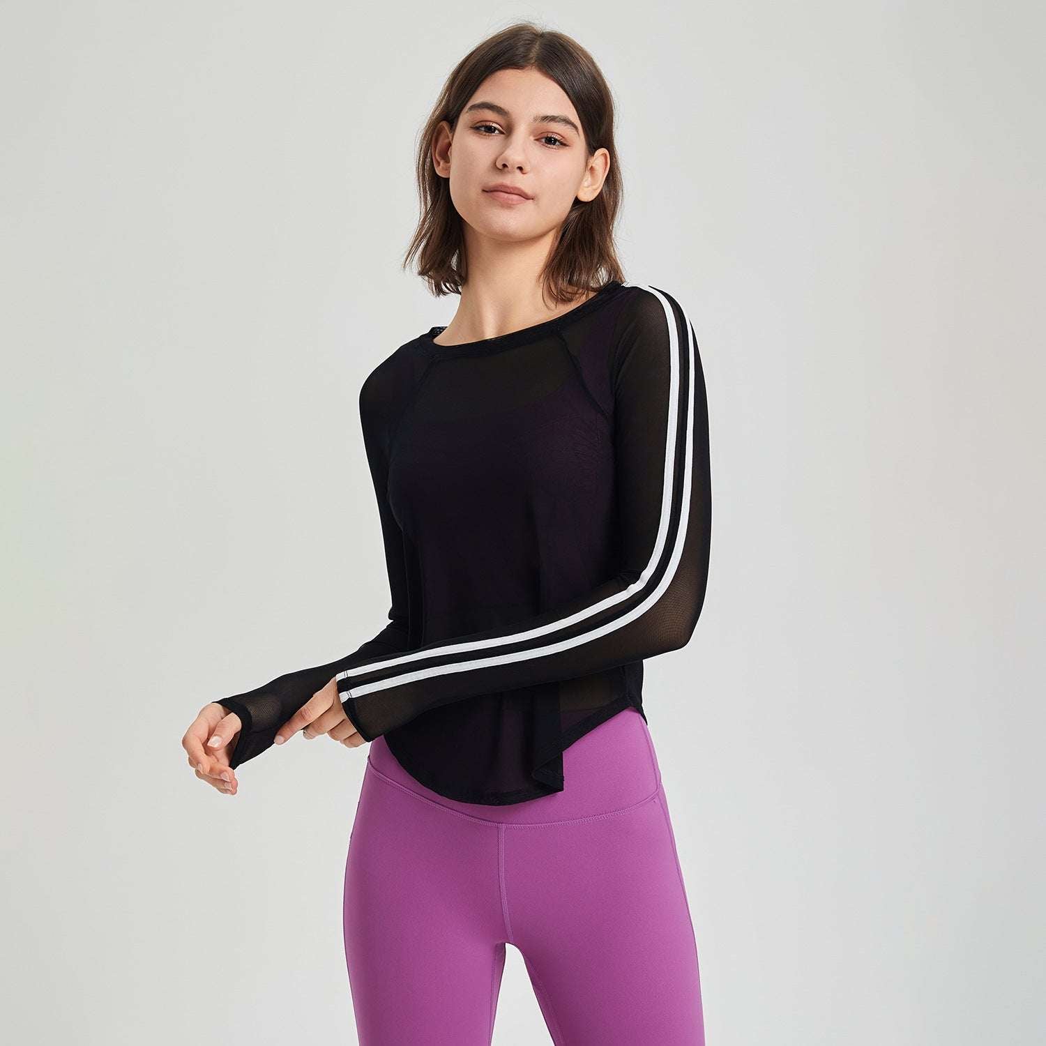 Sports T-shirt Mesh Quick-drying Long Sleeve Slim Fit Breathable Running Fitness Top Yoga Clothes Blouse - globaltradeleader