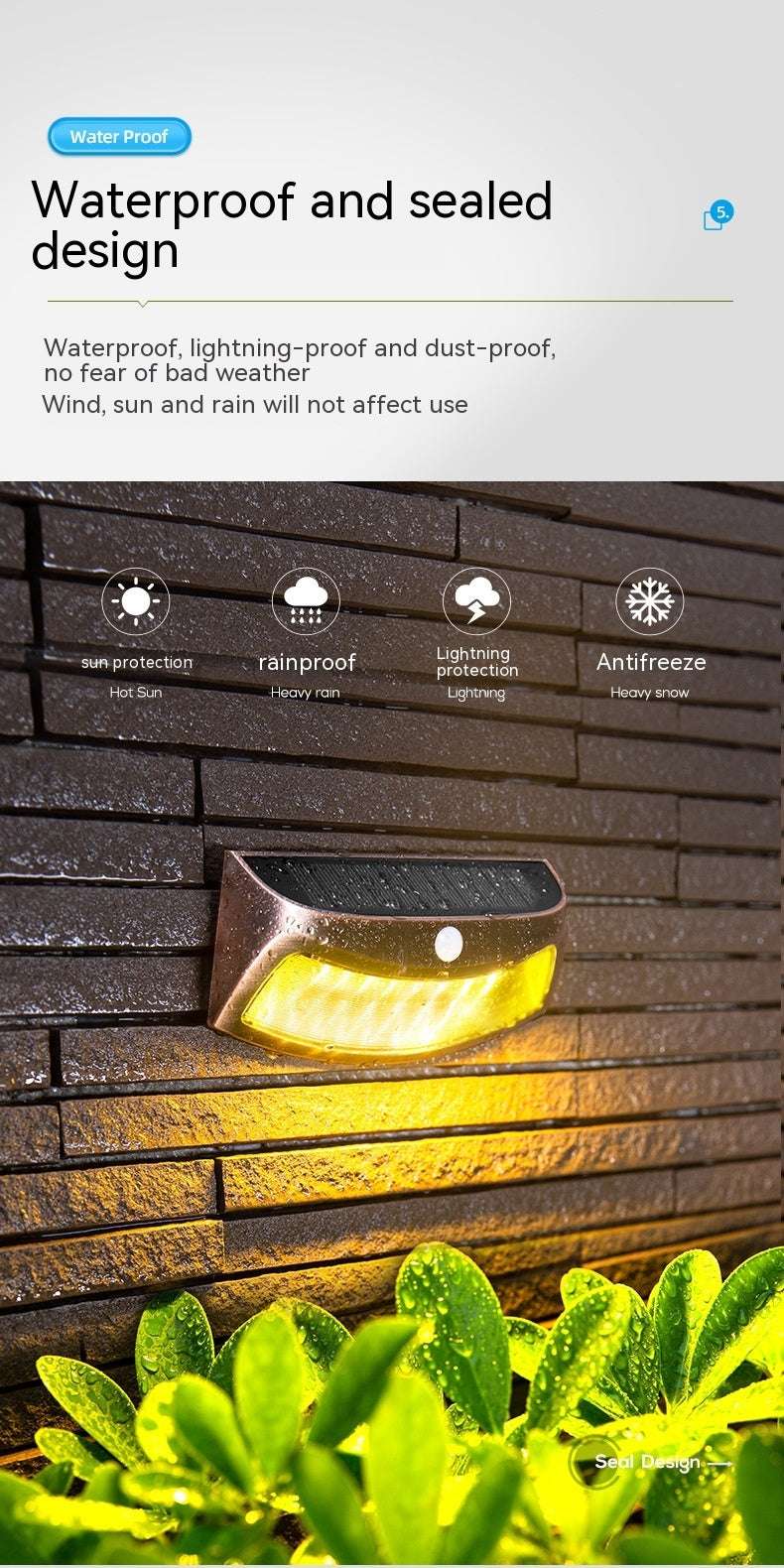 Solar Outdoor Retro Decorative Courtyard Villa Garden Wall Lighting Wall Lamp - globaltradeleader