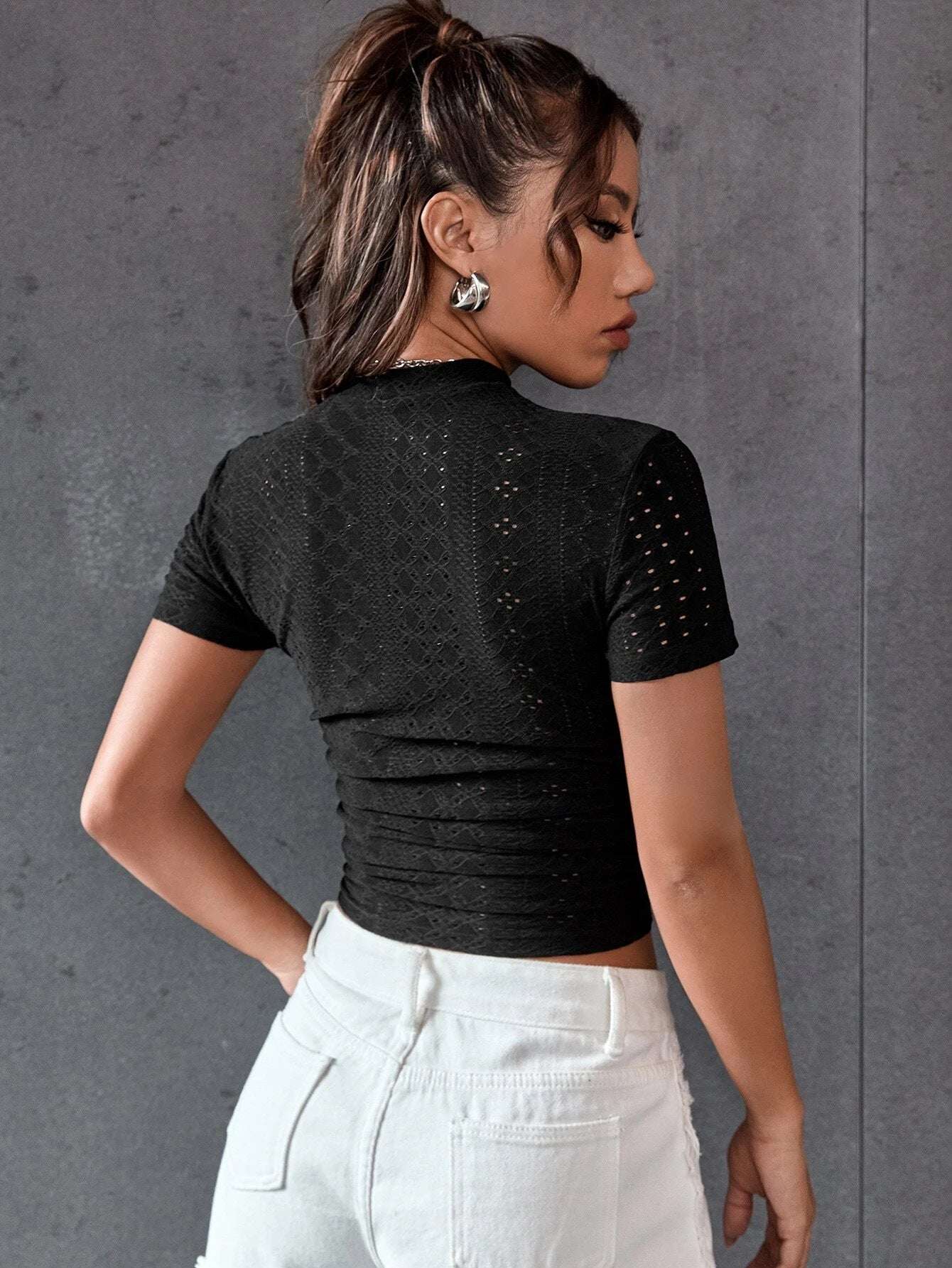 Short New Slim T-shirt Solid Color Women - globaltradeleader