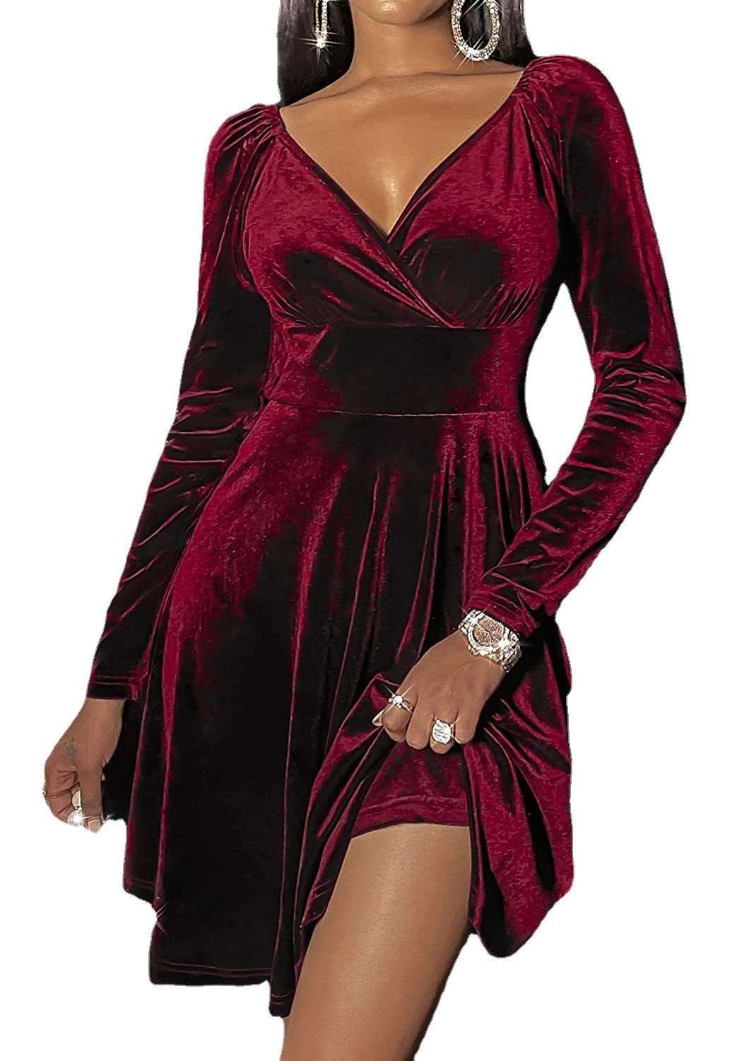Autumn Festival Christmas Long Sleeve V-neck Dress - globaltradeleader