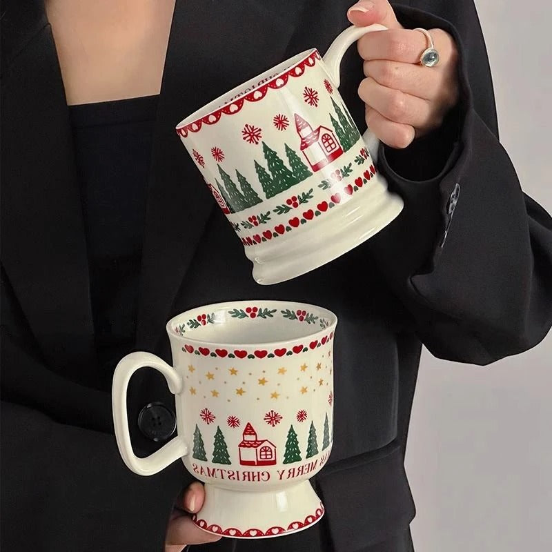 Christmas Cartoon Graffiti Ceramic Milk Mug Cup - globaltradeleader