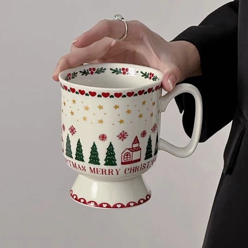 Christmas Cartoon Graffiti Ceramic Milk Mug Cup - globaltradeleader