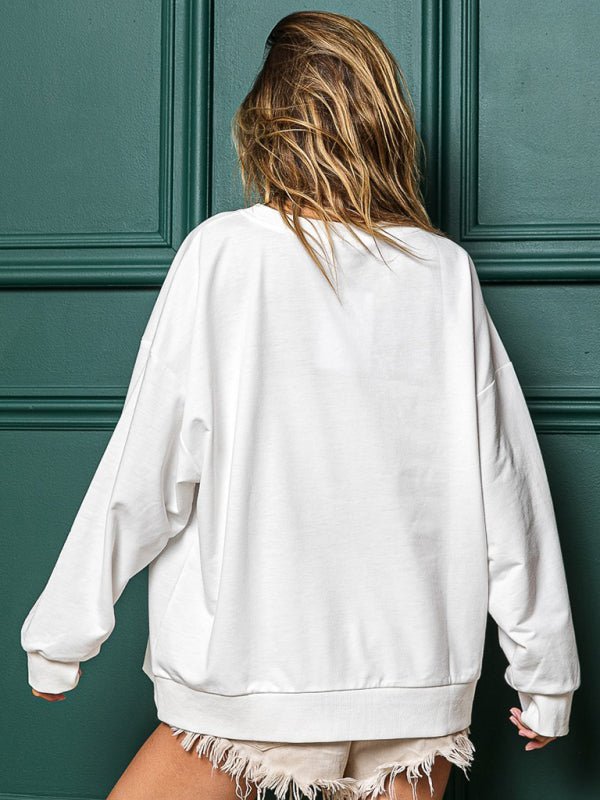 Christmas Fashion Round Neck Sequins Pullover Sweater - globaltradeleader