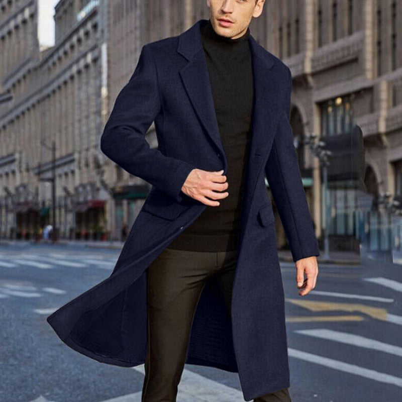 Men's Long Trench Coat Woolen Coat - globaltradeleader