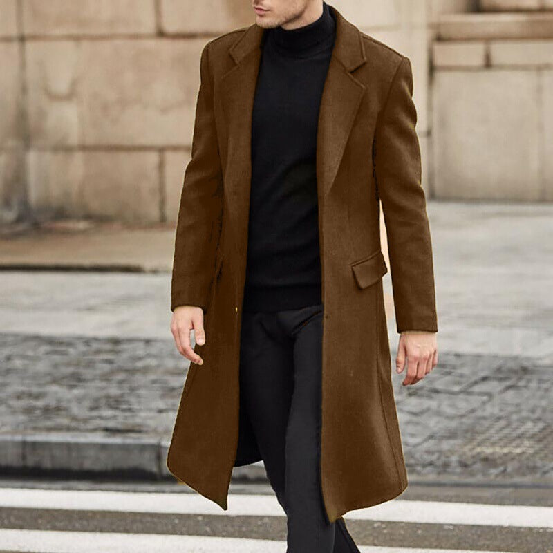Men's Long Trench Coat Woolen Coat - globaltradeleader