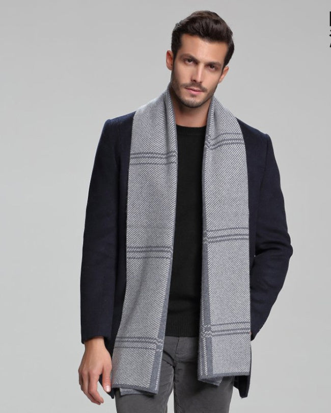 autumn and winter new men's scarf cashmere tide men's business casual thick warm scarf long double-sided - globaltradeleader