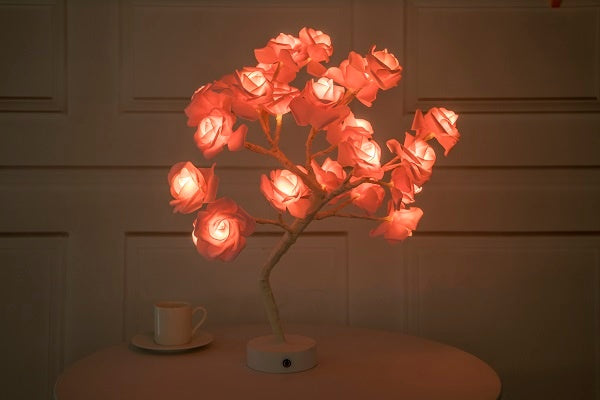 Rose Flower Lamp USB Battery Operated LED Table Lamp Bonsai Tree Night Lights Garland Bedroom Decoration Lights Home Decor - globaltradeleader