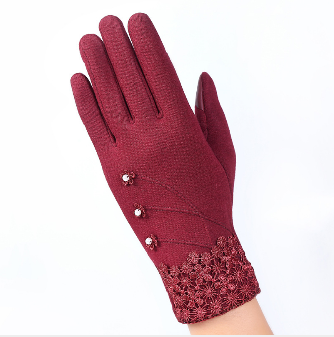 Touch screen ladies winter gloves outdoor sports cycling driving warm gloves not falling velvet gloves