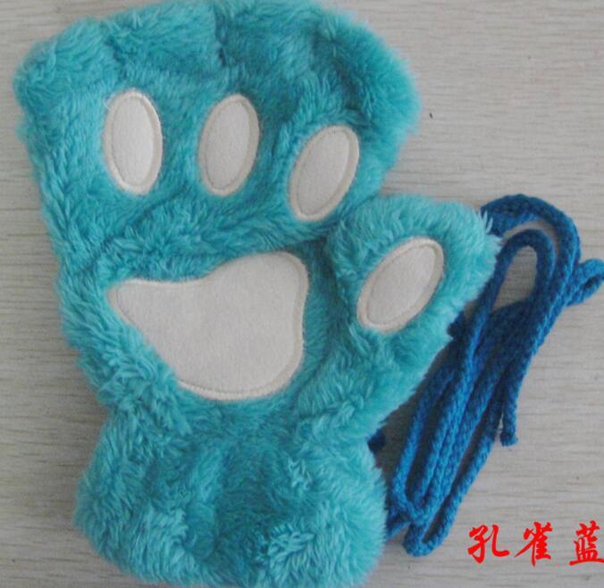 Winter Lovely Half Cover Paw Bear Cat Claw Gloves Short Finger - globaltradeleader