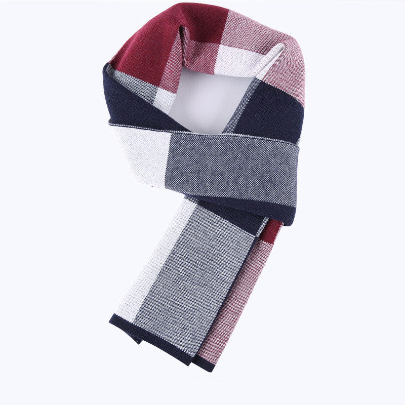 Men's Fashion Casual Plaid Warm Wool Scarf