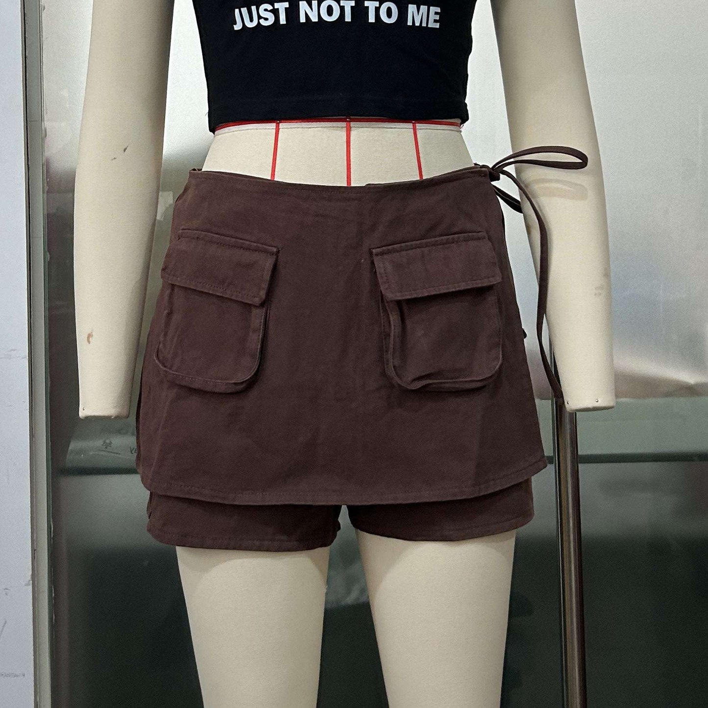 Retro Pocket Denim Culotte Lace-up - globaltradeleader